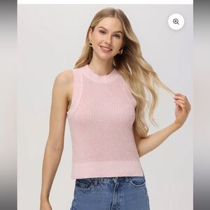 525 America  DEMI: METALLIC CREWNECK TANK in lotus.